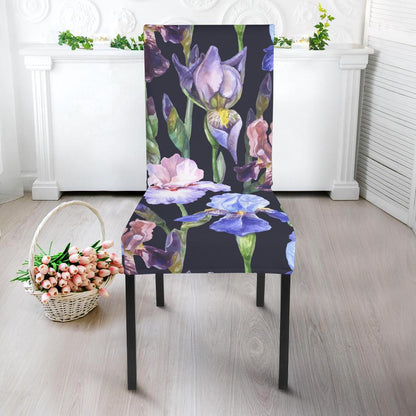 Iris Pattern Print Design IR04 Dining Chair Slipcover-JORJUNE.COM