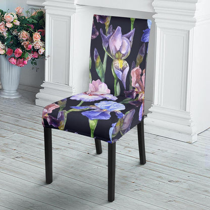 Iris Pattern Print Design IR04 Dining Chair Slipcover-JORJUNE.COM