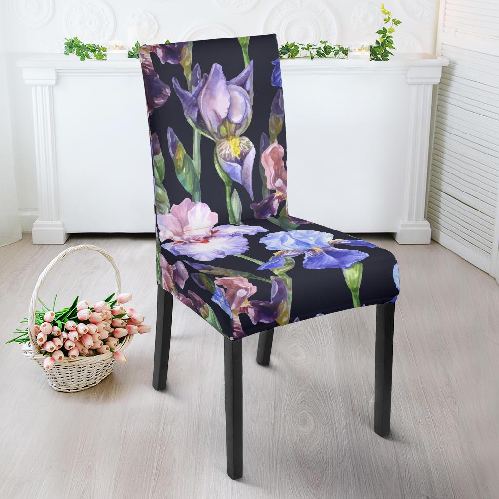 Iris Pattern Print Design IR04 Dining Chair Slipcover-JORJUNE.COM