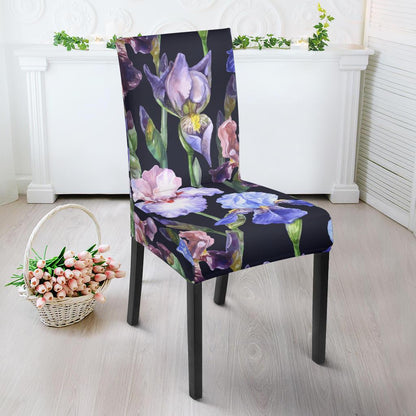 Iris Pattern Print Design IR04 Dining Chair Slipcover-JORJUNE.COM