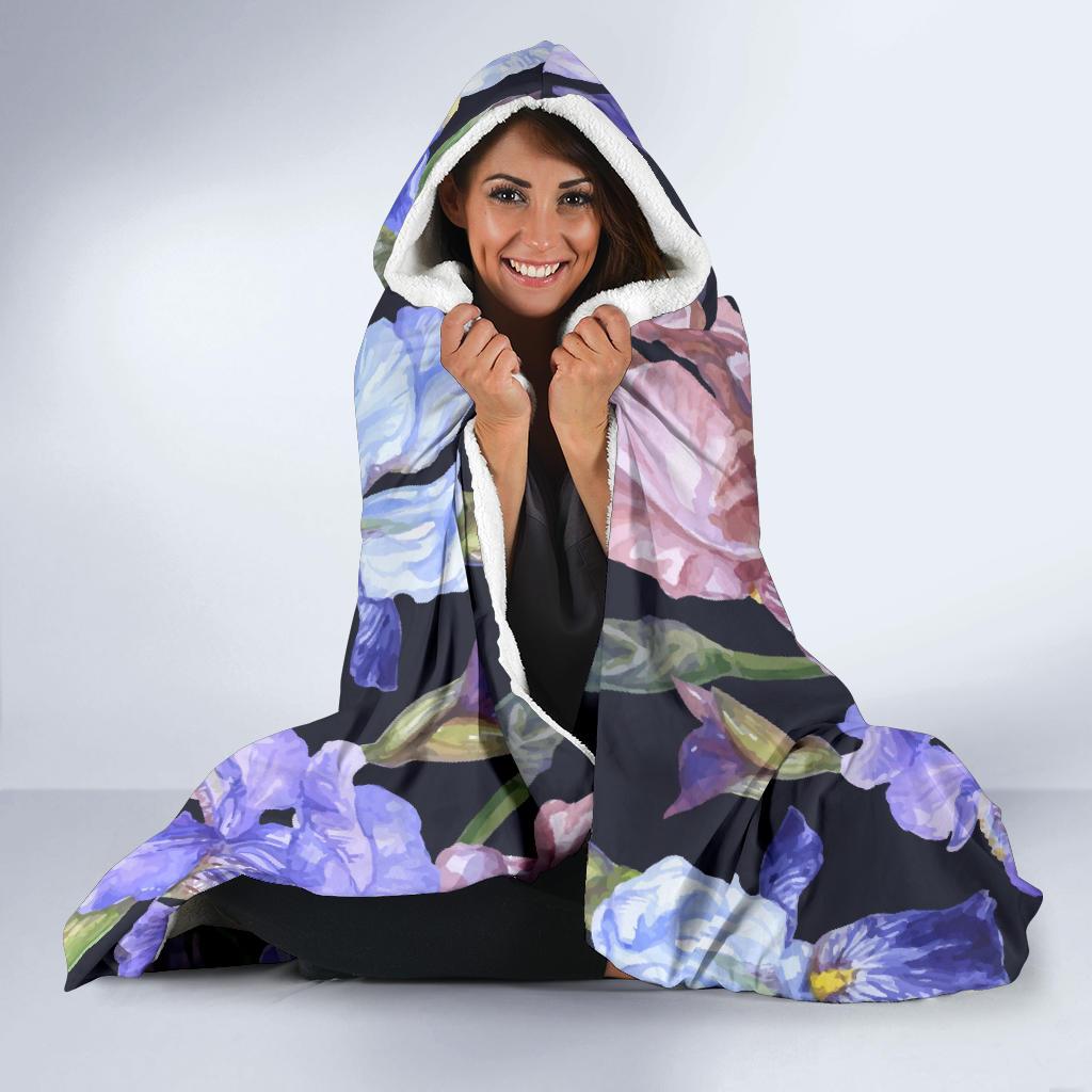 Iris Pattern Print Design IR04 Hooded Blanket-JORJUNE.COM