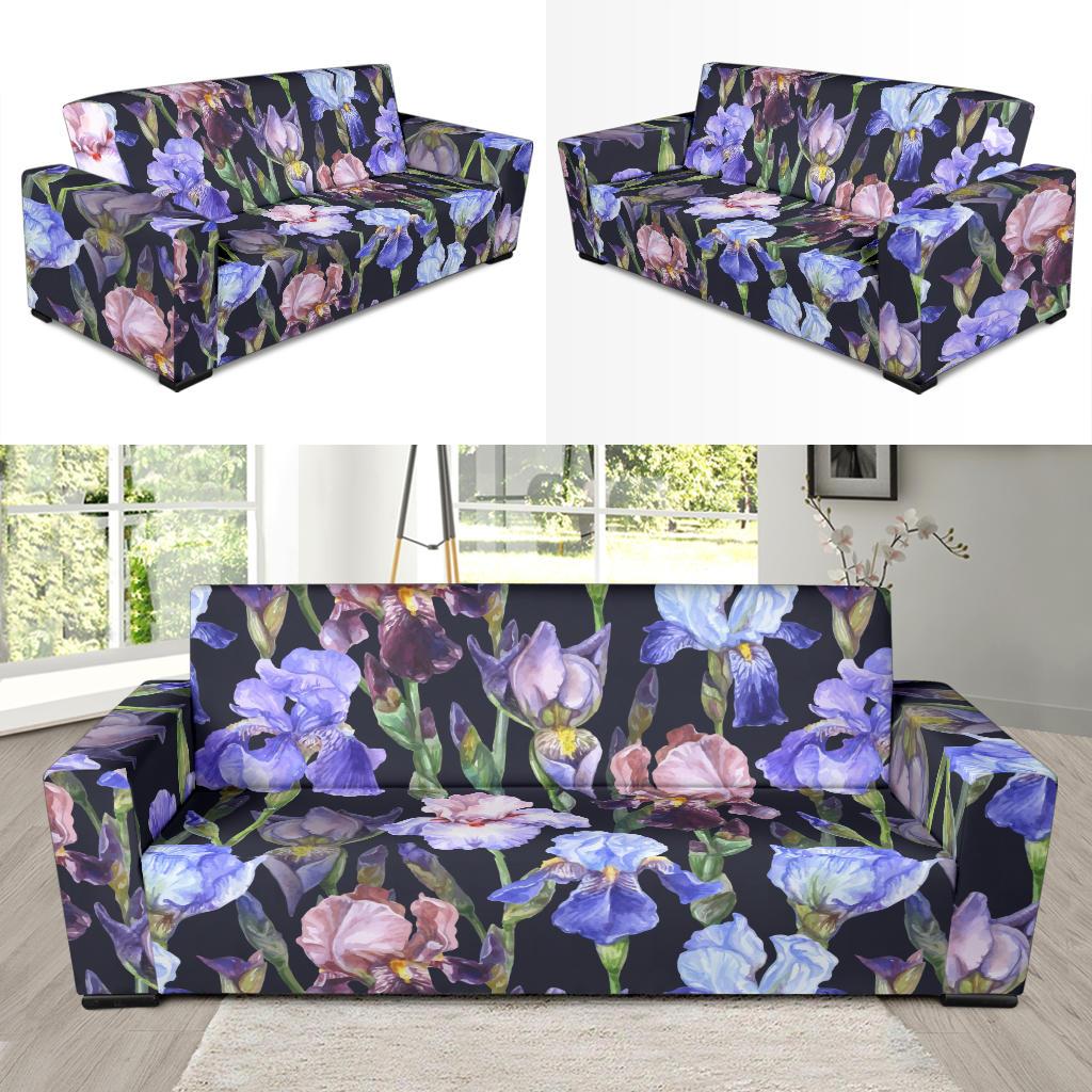 Iris Pattern Print Design IR04 Sofa Slipcover-JORJUNE.COM