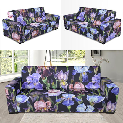 Iris Pattern Print Design IR04 Sofa Slipcover-JORJUNE.COM