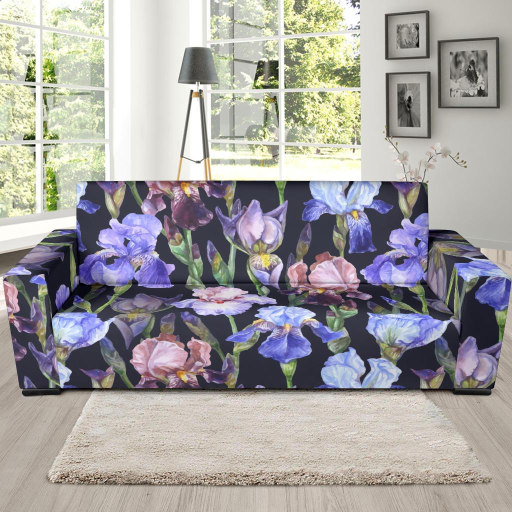 Iris Pattern Print Design IR04 Sofa Slipcover-JORJUNE.COM