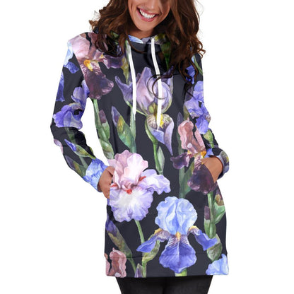 Iris Pattern Print Design IR04 Women Hoodie Dress