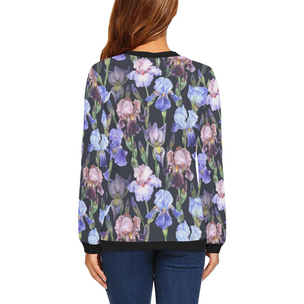 Iris Pattern Print Design IR04 Women Long Sleeve Sweatshirt-JorJune