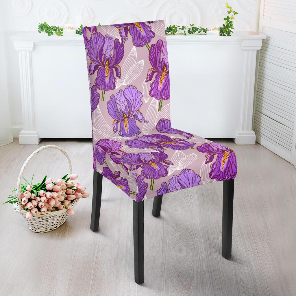 Iris Pattern Print Design IR05 Dining Chair Slipcover-JORJUNE.COM