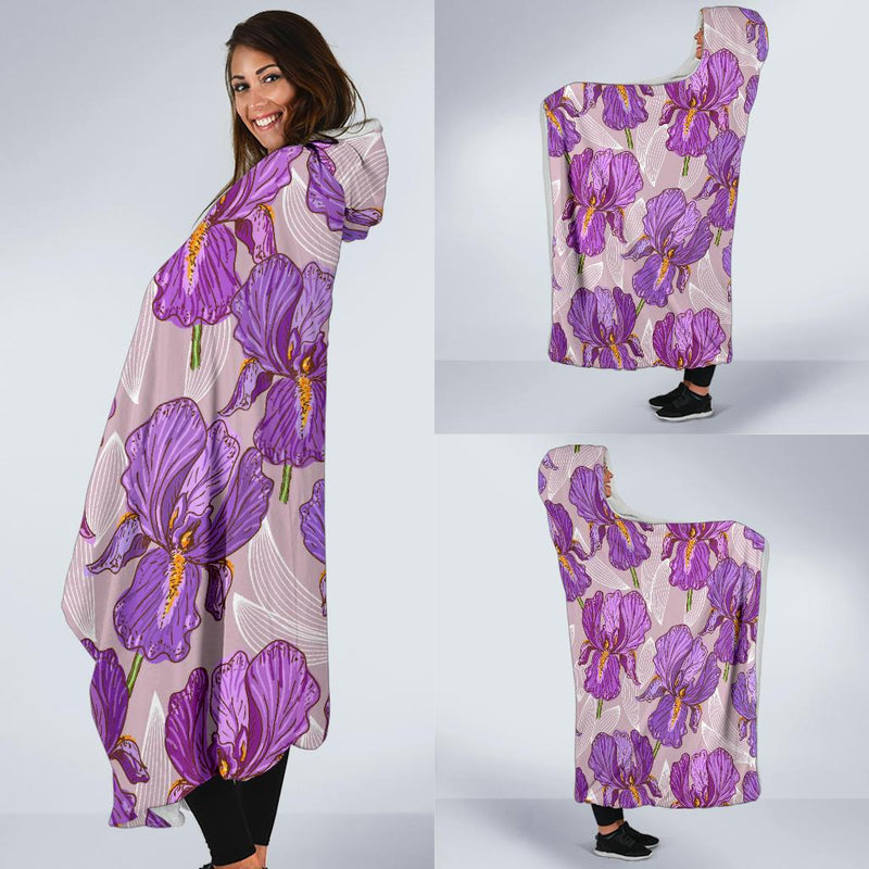 Iris Pattern Print Design IR05 Hooded Blanket-JORJUNE.COM