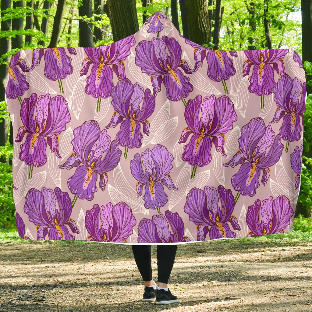 Iris Pattern Print Design IR05 Hooded Blanket-JORJUNE.COM