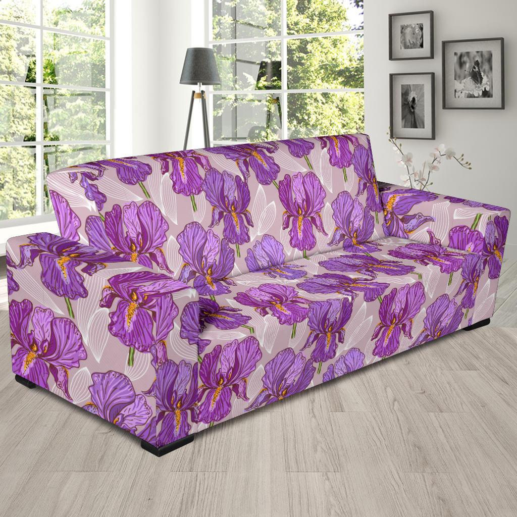 Iris Pattern Print Design IR05 Sofa Slipcover-JORJUNE.COM