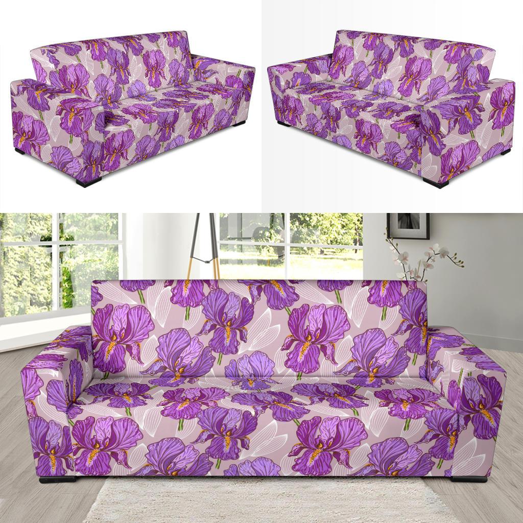 Iris Pattern Print Design IR05 Sofa Slipcover-JORJUNE.COM
