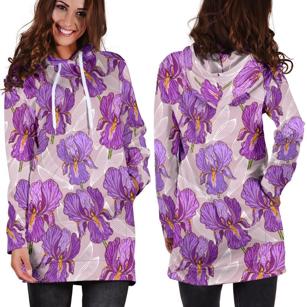 Iris Pattern Print Design IR05 Women Hoodie Dress