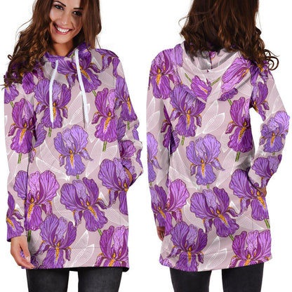 Iris Pattern Print Design IR05 Women Hoodie Dress