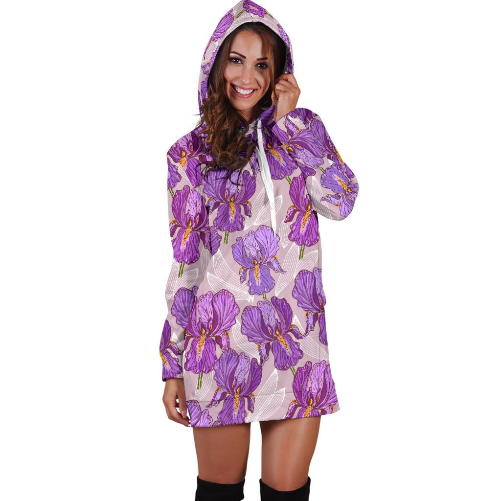 Iris Pattern Print Design IR05 Women Hoodie Dress
