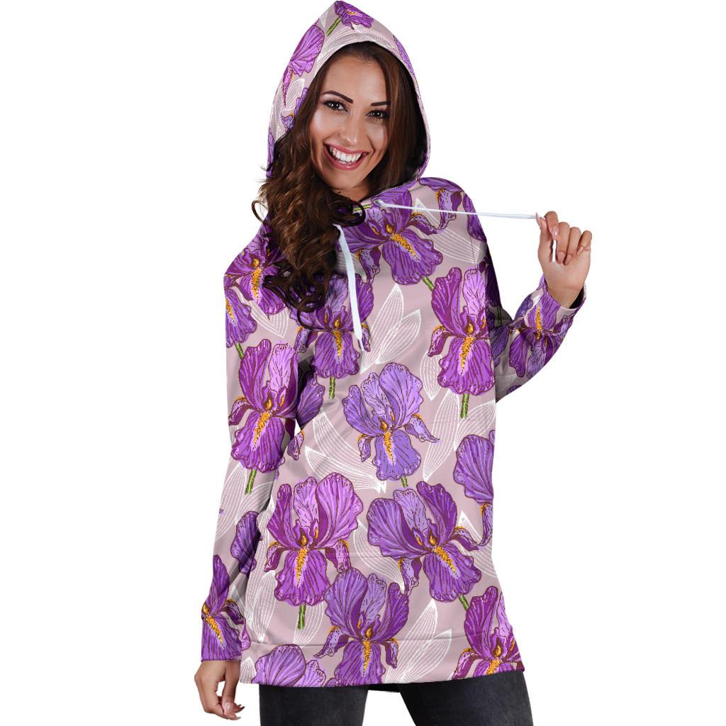 Iris Pattern Print Design IR05 Women Hoodie Dress
