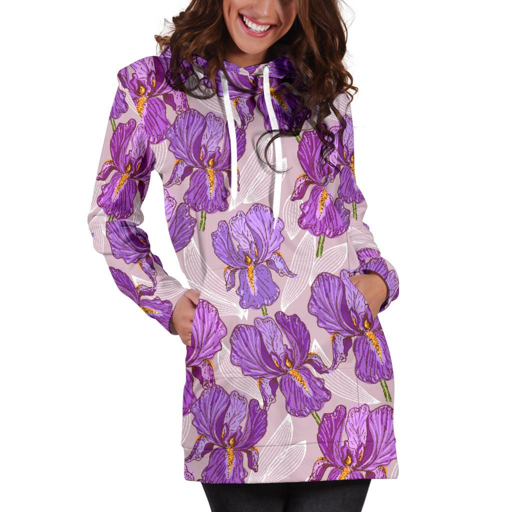 Iris Pattern Print Design IR05 Women Hoodie Dress