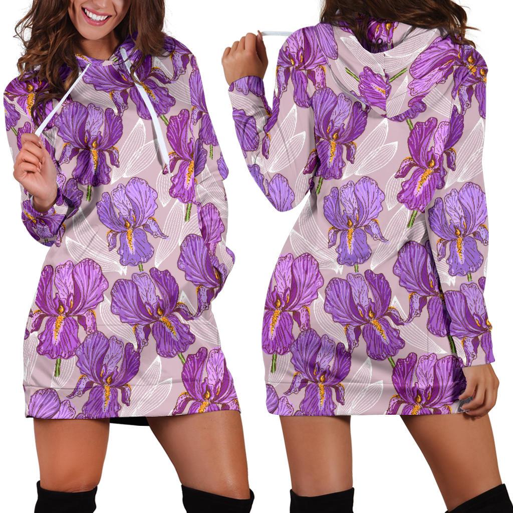 Iris Pattern Print Design IR05 Women Hoodie Dress
