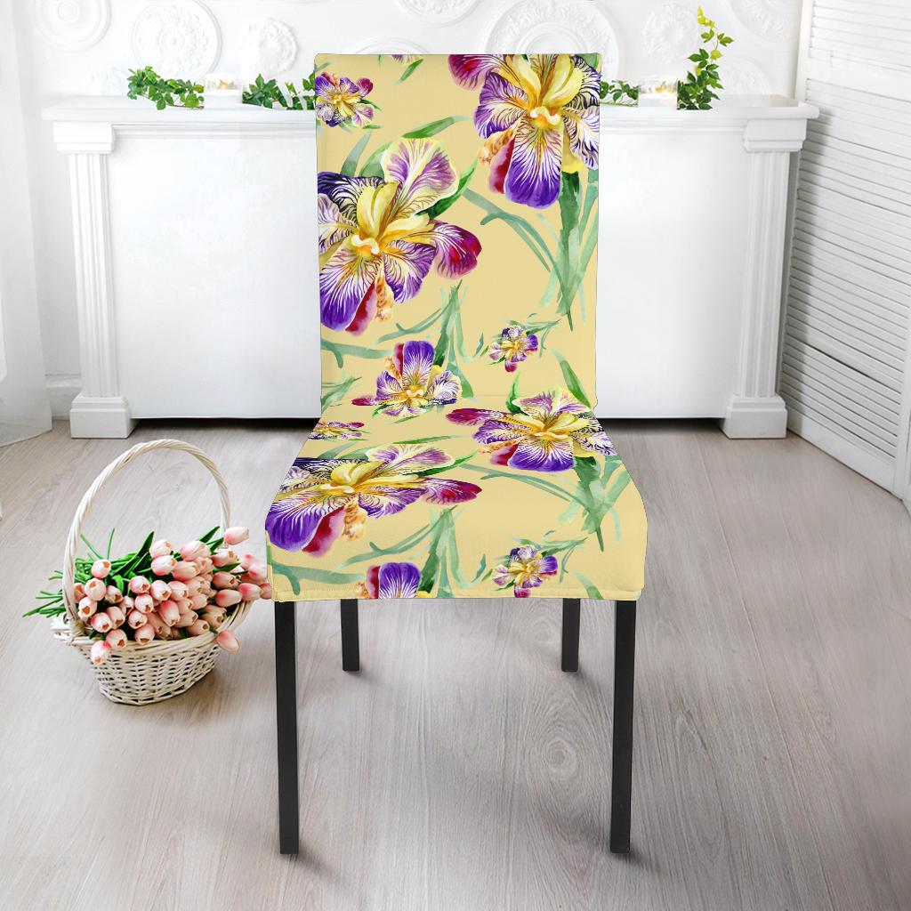 Iris Pattern Print Design IR06 Dining Chair Slipcover-JORJUNE.COM