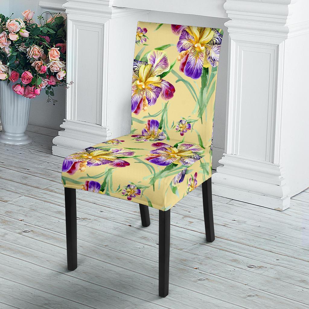 Iris Pattern Print Design IR06 Dining Chair Slipcover-JORJUNE.COM