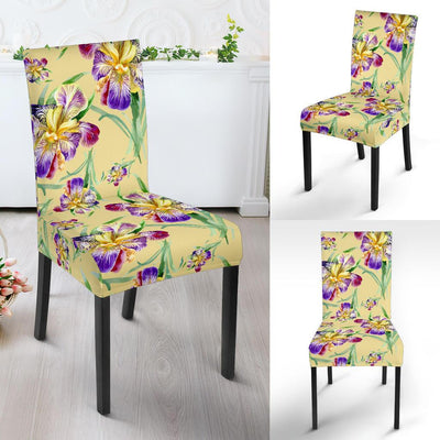 Iris Pattern Print Design IR06 Dining Chair Slipcover-JORJUNE.COM