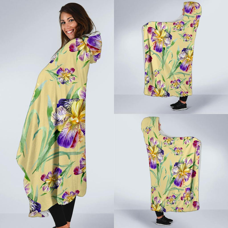 Iris Pattern Print Design IR06 Hooded Blanket-JORJUNE.COM