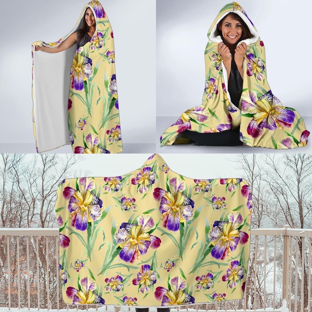 Iris Pattern Print Design IR06 Hooded Blanket-JORJUNE.COM