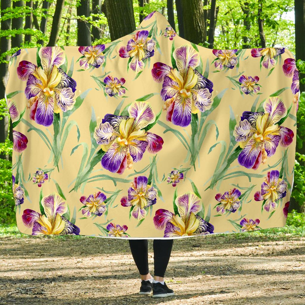 Iris Pattern Print Design IR06 Hooded Blanket-JORJUNE.COM