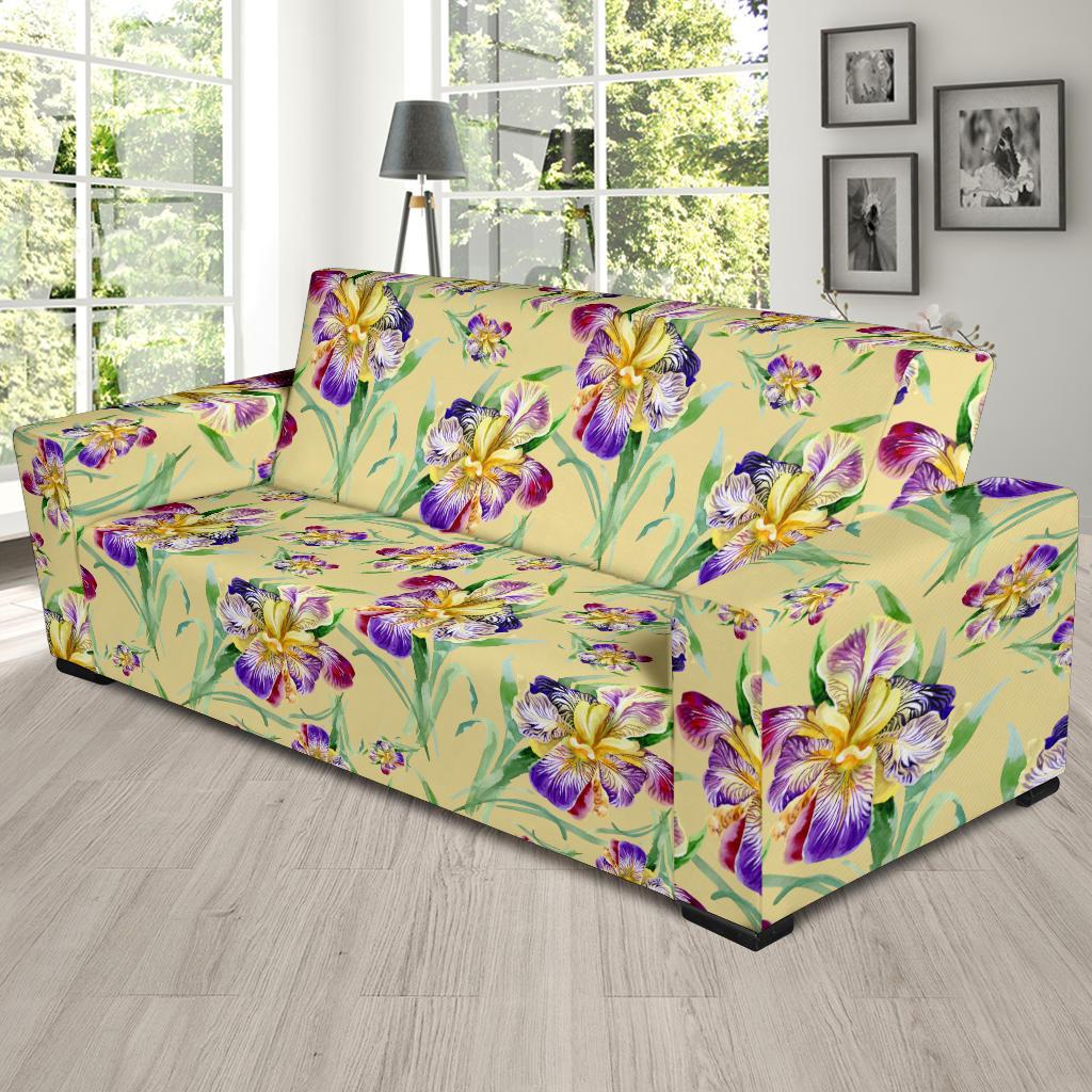Iris Pattern Print Design IR06 Sofa Slipcover-JORJUNE.COM