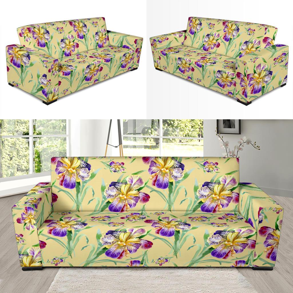 Iris Pattern Print Design IR06 Sofa Slipcover-JORJUNE.COM