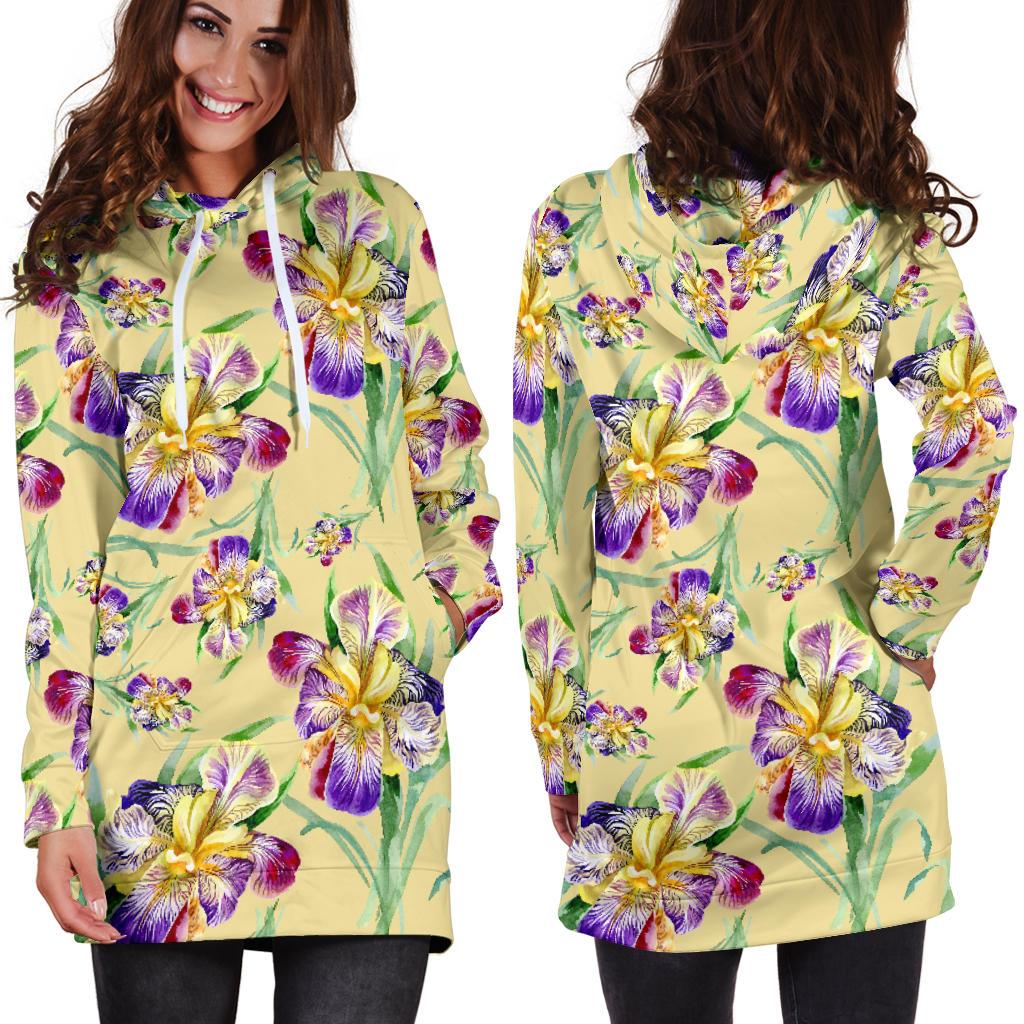 Iris Pattern Print Design IR06 Women Hoodie Dress