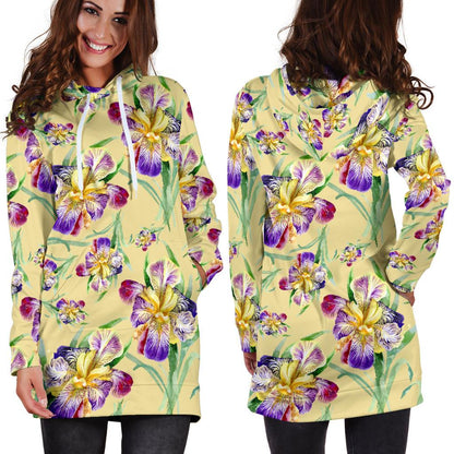 Iris Pattern Print Design IR06 Women Hoodie Dress
