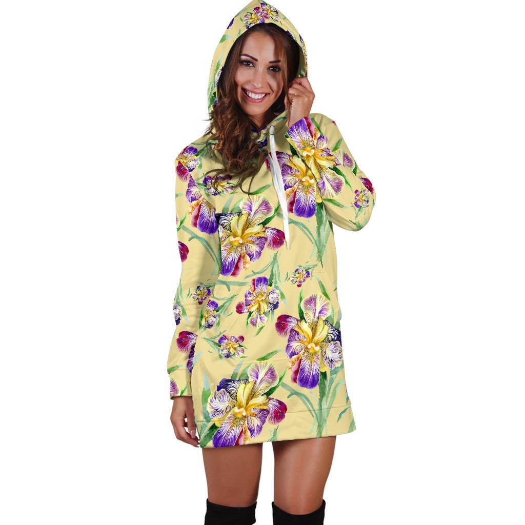 Iris Pattern Print Design IR06 Women Hoodie Dress