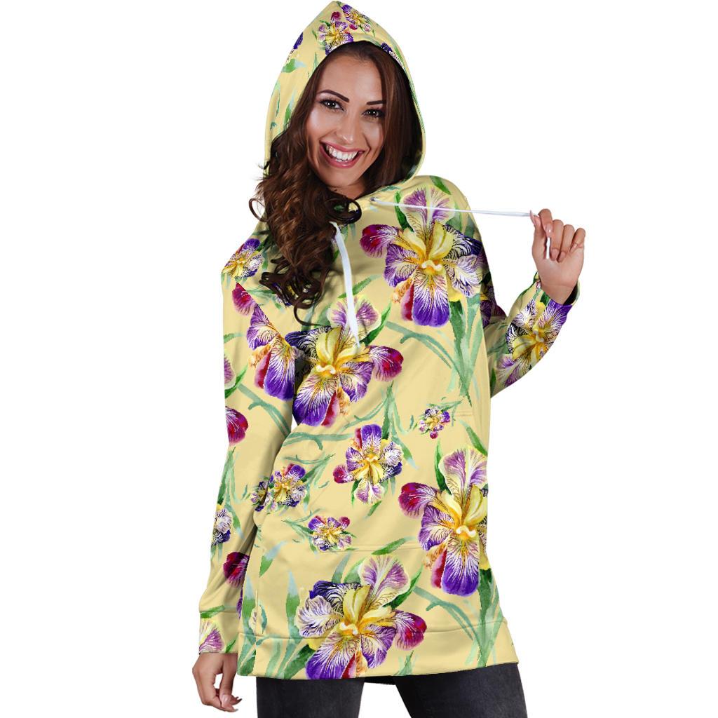 Iris Pattern Print Design IR06 Women Hoodie Dress