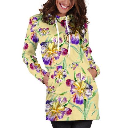 Iris Pattern Print Design IR06 Women Hoodie Dress