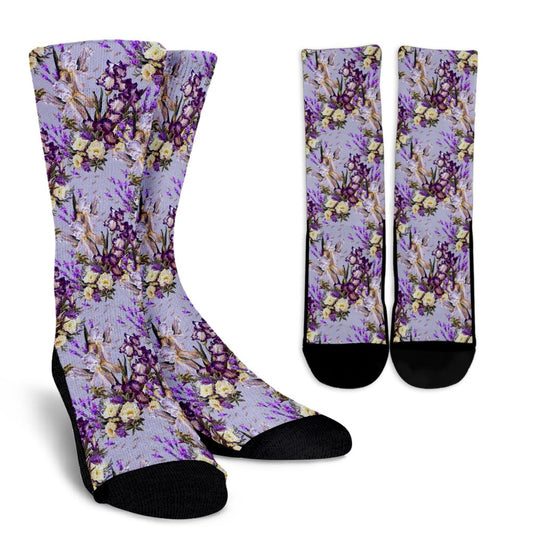 Iris Pattern Print Design IR07 Crew Socks-JORJUNE.COM