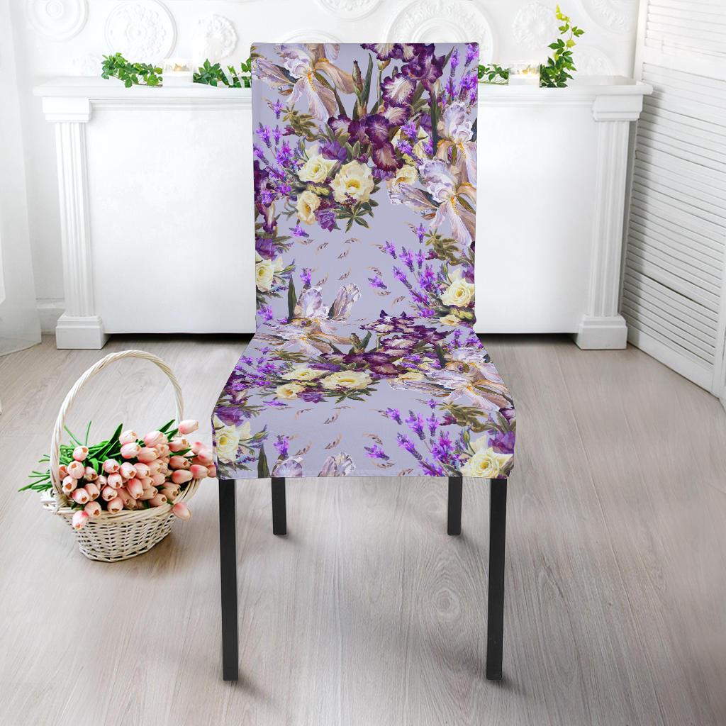 Iris Pattern Print Design IR07 Dining Chair Slipcover-JORJUNE.COM