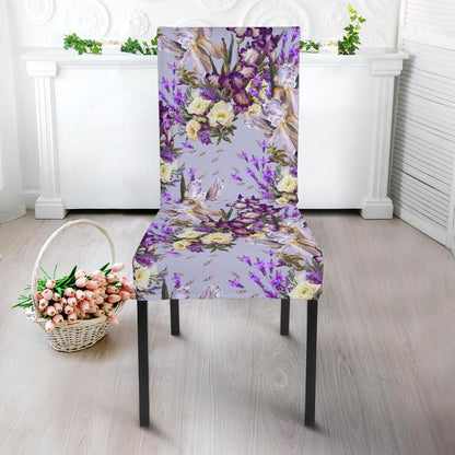 Iris Pattern Print Design IR07 Dining Chair Slipcover-JORJUNE.COM