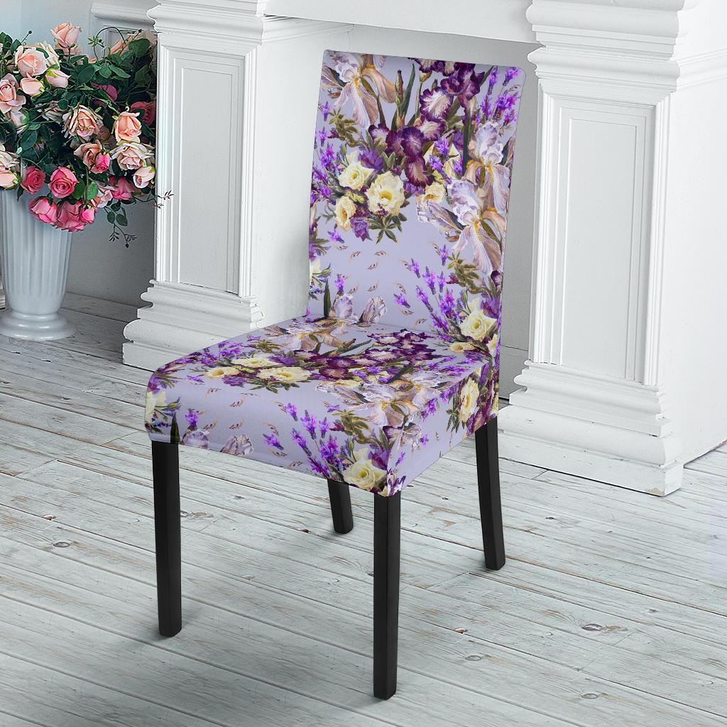 Iris Pattern Print Design IR07 Dining Chair Slipcover-JORJUNE.COM