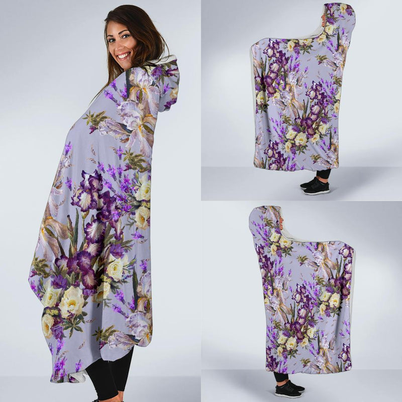 Iris Pattern Print Design IR07 Hooded Blanket-JORJUNE.COM