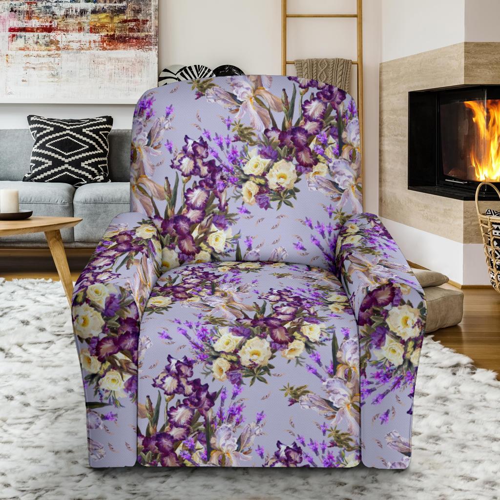 Iris Pattern Print Design IR07 Recliner Slipcover-JORJUNE.COM