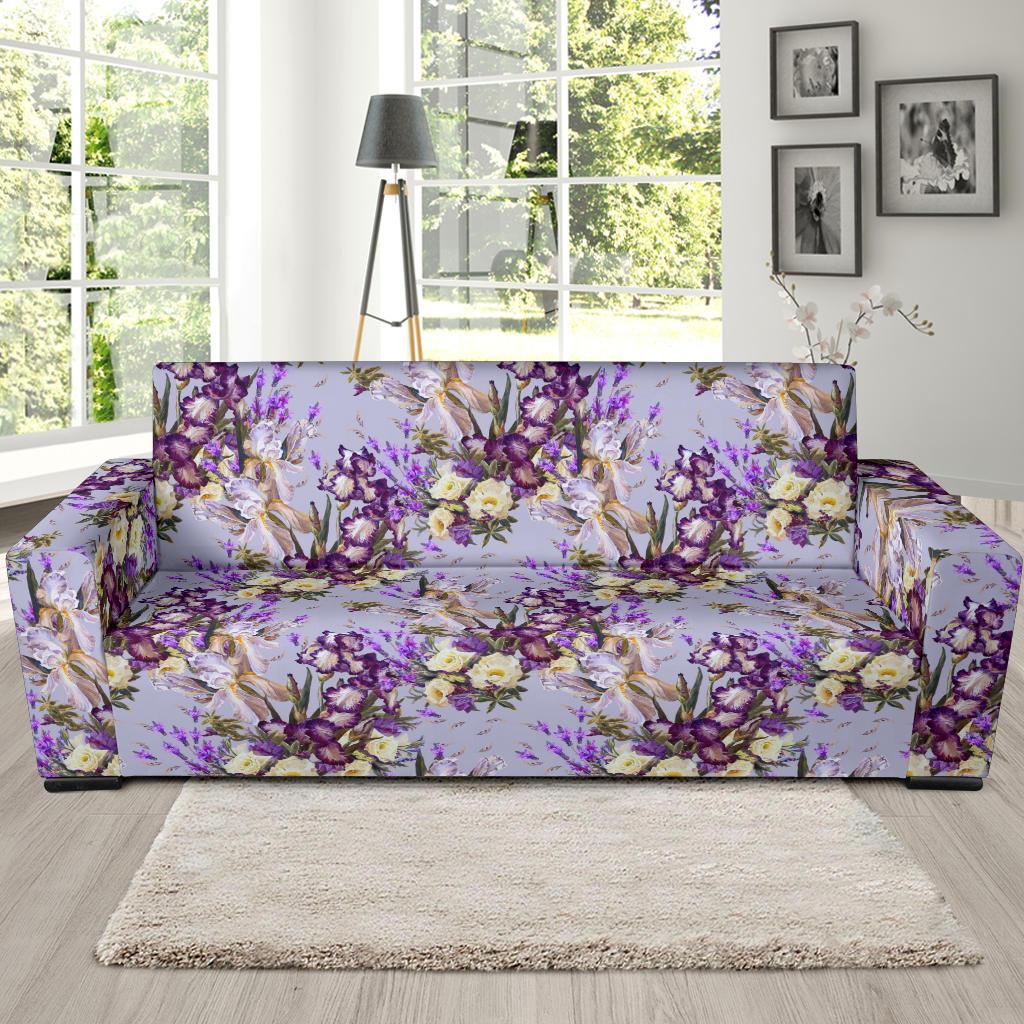 Iris Pattern Print Design IR07 Sofa Slipcover-JORJUNE.COM