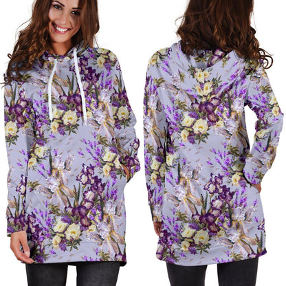 Iris Pattern Print Design IR07 Women Hoodie Dress