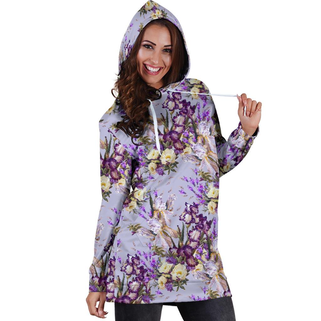 Iris Pattern Print Design IR07 Women Hoodie Dress
