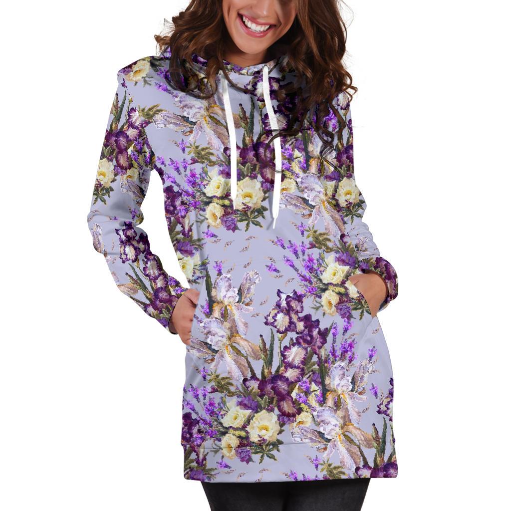 Iris Pattern Print Design IR07 Women Hoodie Dress