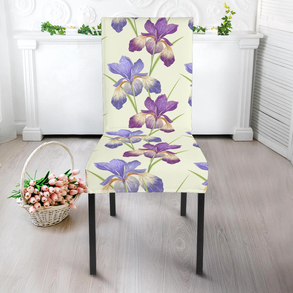Iris Pattern Print Design IR08 Dining Chair Slipcover-JORJUNE.COM