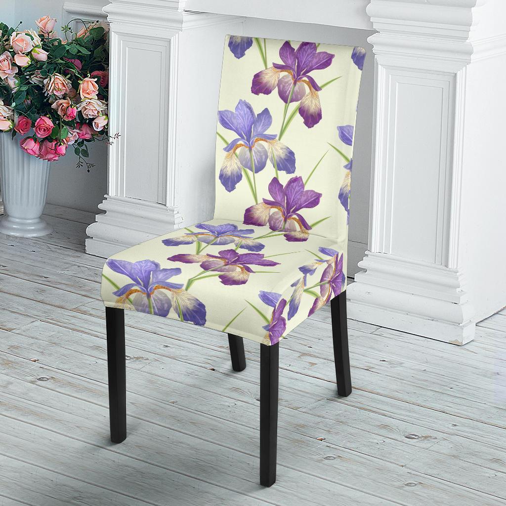 Iris Pattern Print Design IR08 Dining Chair Slipcover-JORJUNE.COM