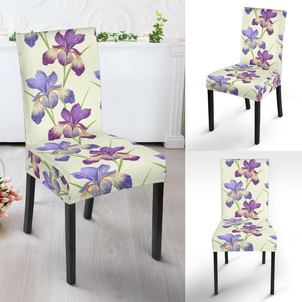 Iris Pattern Print Design IR08 Dining Chair Slipcover-JORJUNE.COM