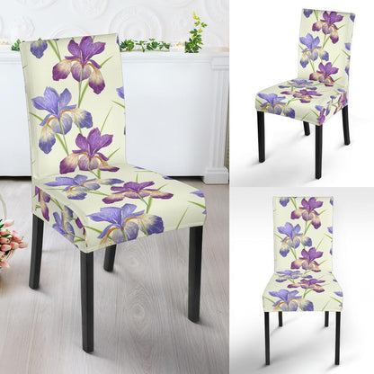 Iris Pattern Print Design IR08 Dining Chair Slipcover-JORJUNE.COM