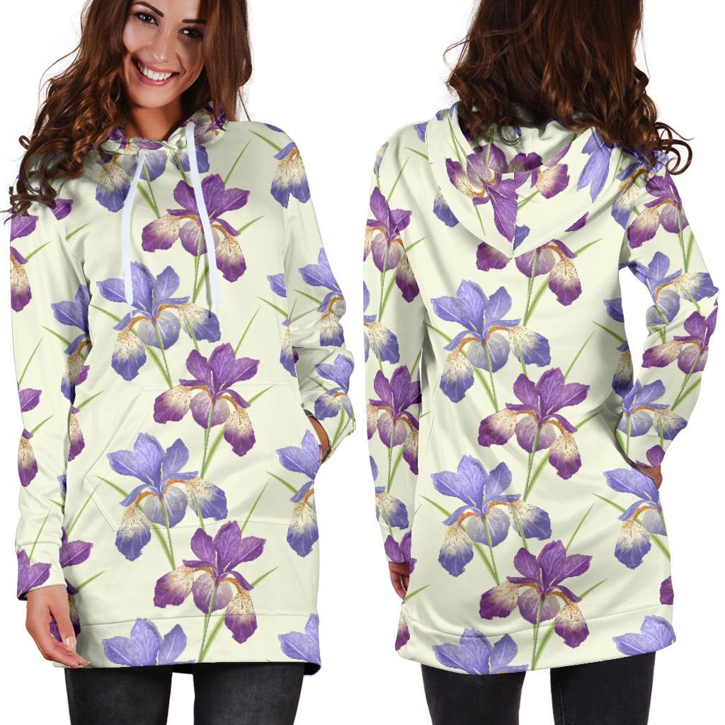 Iris Pattern Print Design IR08 Women Hoodie Dress