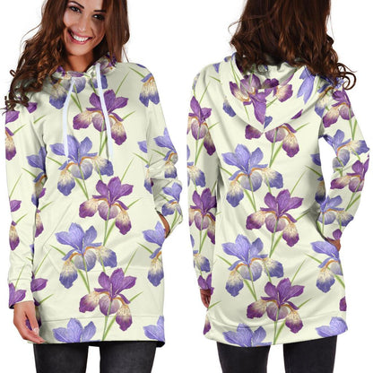Iris Pattern Print Design IR08 Women Hoodie Dress